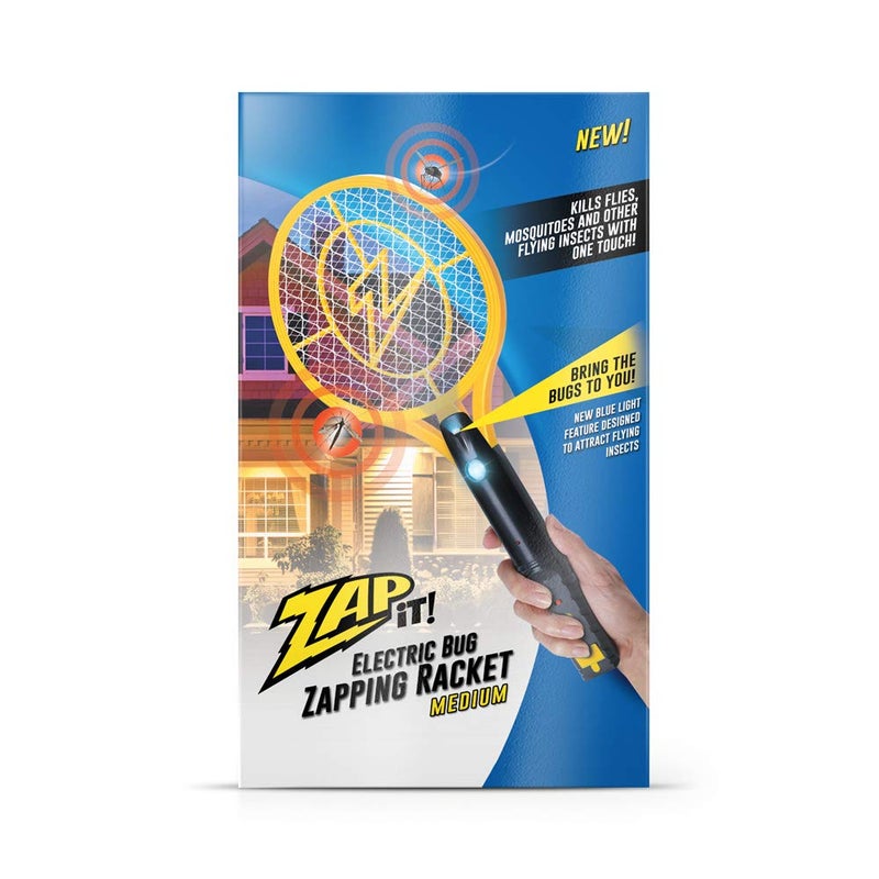 ZAP IT! Bug Zapper Rechargeable Bug Zapper Racket W/ Blue Light Attractant, 4,000 Volt, USB Charging Cable - Image 2